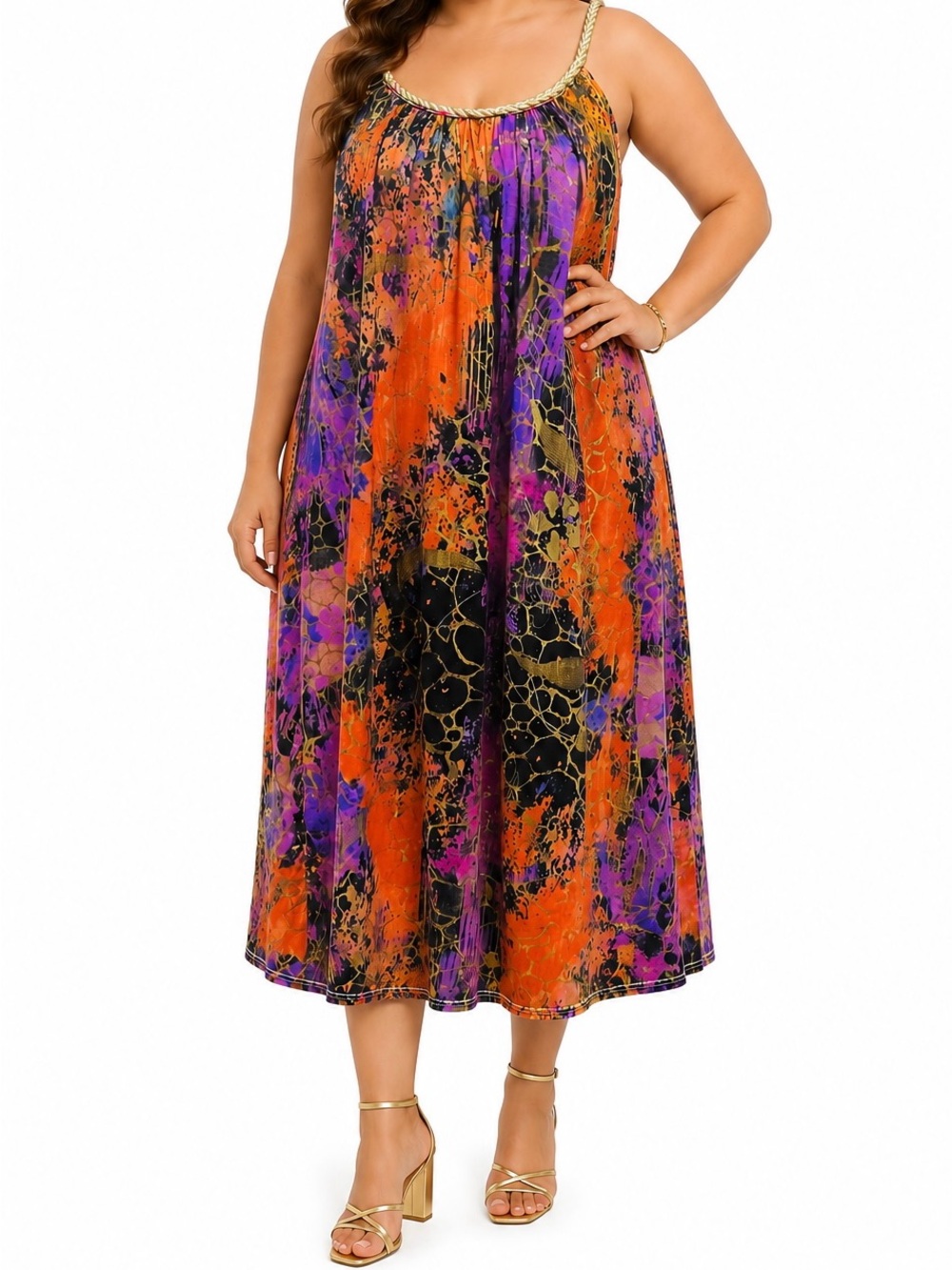 Shoreline Colorful Abstract Midi Dress